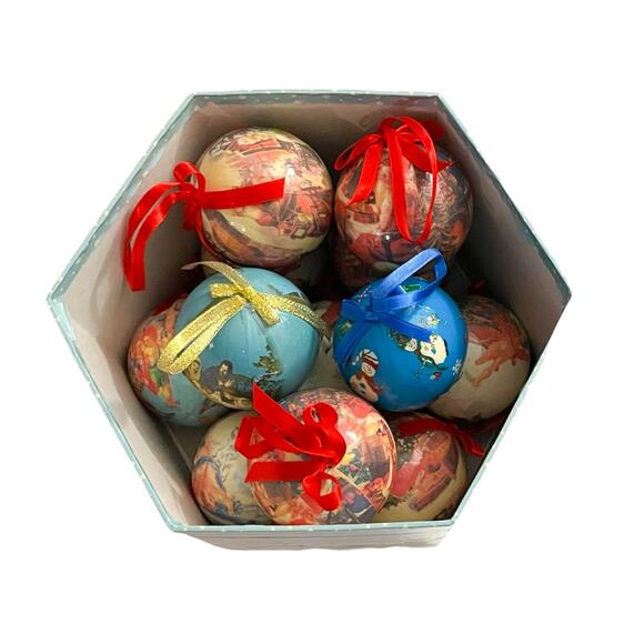 12 Victorian Santa with Angels 10" Christmas Ornaments Paper Mache Decoupage - Picture 10 of 10